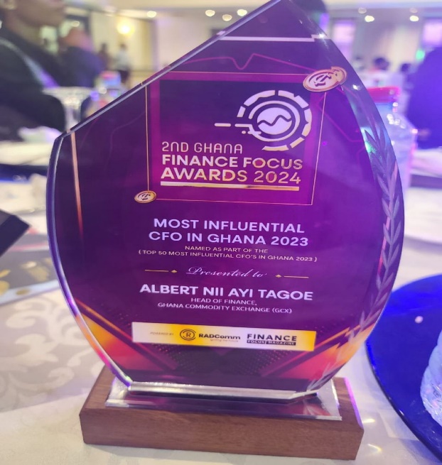 Most Influential CFO in Ghana 2023 award trophy